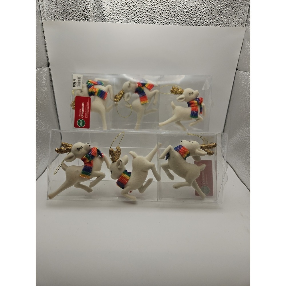 Lot of 6 White‎ Prancing Reindeer